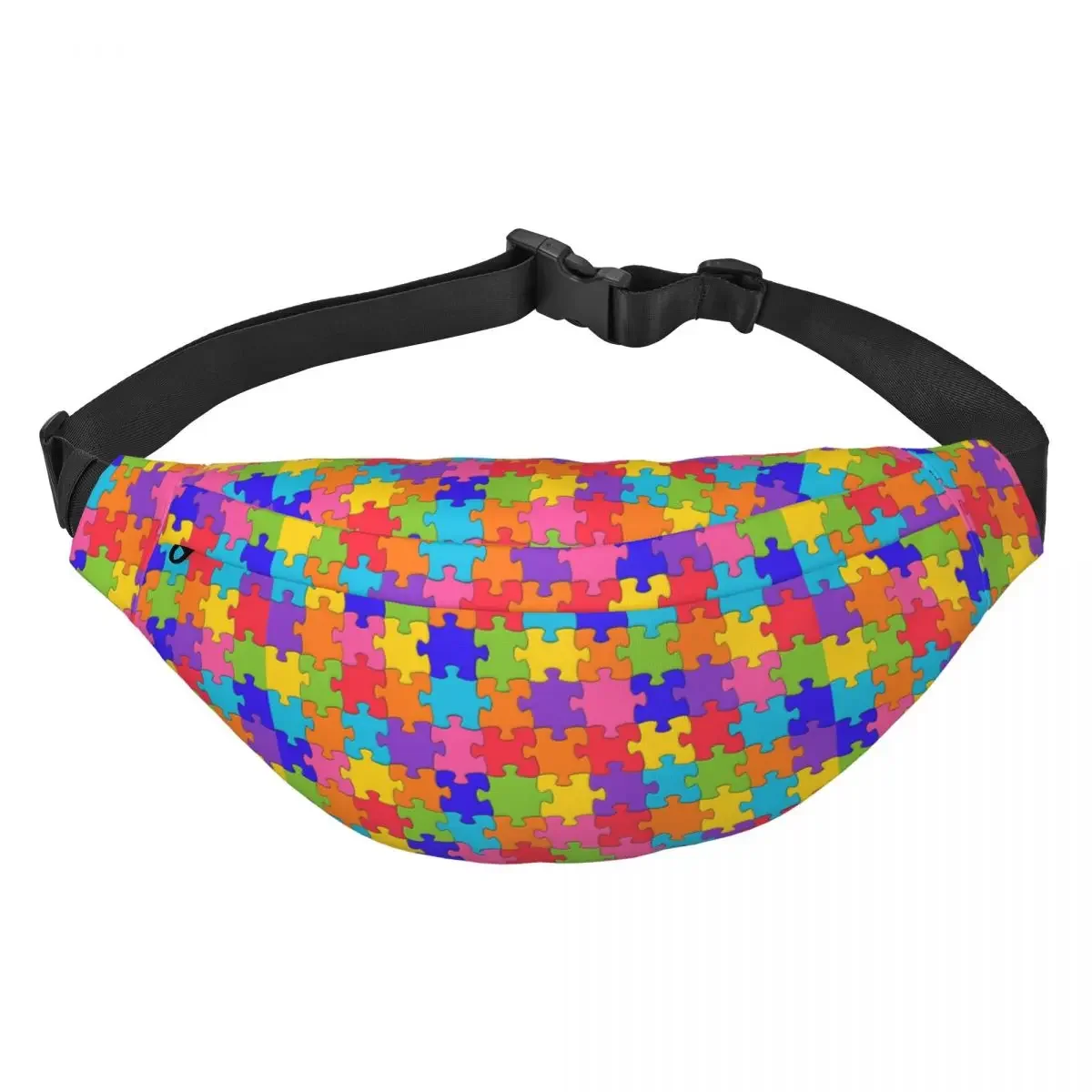 Custom Colorful Jigsaw Puzzle Autism Awareness Fanny Pack Women Sling Crossbody Waist Bag for Travel Cycling Phone Money Pouch