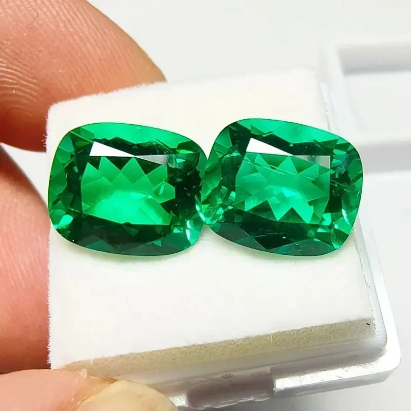 

Wholesale Lab Grown Colombia Emerald Rectangle Cushion Shape Green Color Gemstone For Diy Charms Jewelry Making Selectable Cert