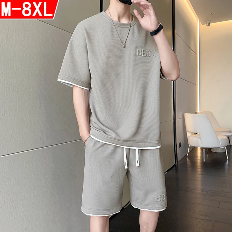 

Mens Sports Suit Fashion Short Sleeve Tracksuit Men Suits Summer Men's Two Piece Set Casual T-Shirt and Shorts Set