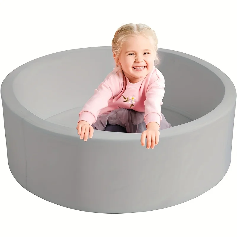 회색 90cm 소프트 스펀지 오션 볼 풀 (1개) 버블 놀이 펜스 포함, 안전하고 재미있는 버블 게임을 위한 두꺼운 실내 유아용 플레이펜