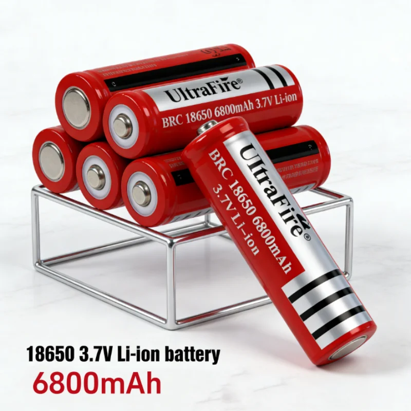 18650-Akku, 3,7 V, 6800 mAh, Lithium-Ionen-Akku, spitz zulaufend, geeignet für Taschenlampen