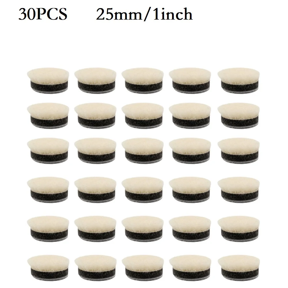 Set of 30 Wool Polishing For Pads for Car Polisher and Glass Buffing Tools 25mm Inch Diameter Suitable for Surface Polishing