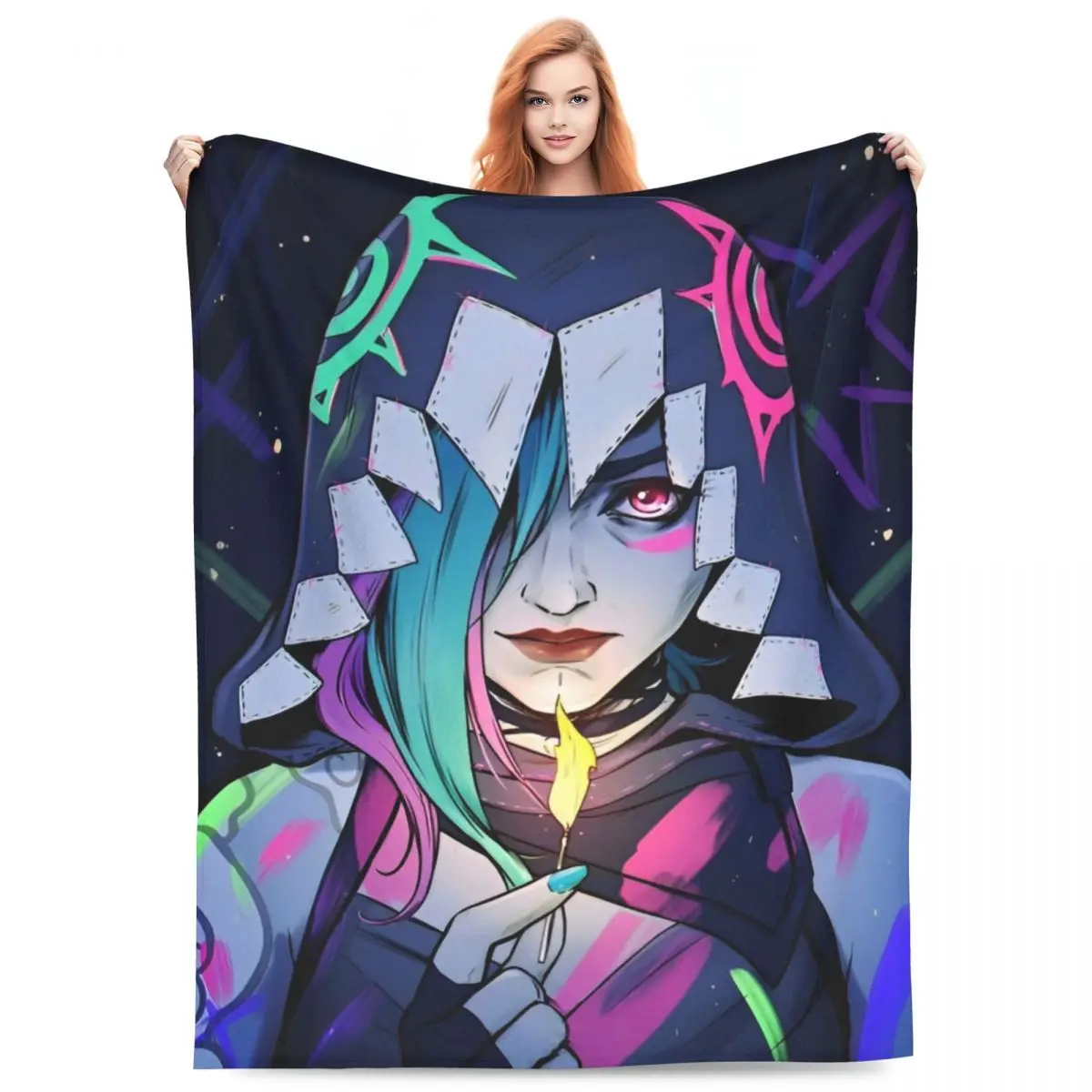 Jinx Arcane Flannel Blanket Action Adventure Fantasy Funny Throw Blankets for Sofa Bedding Lounge 200x150cm