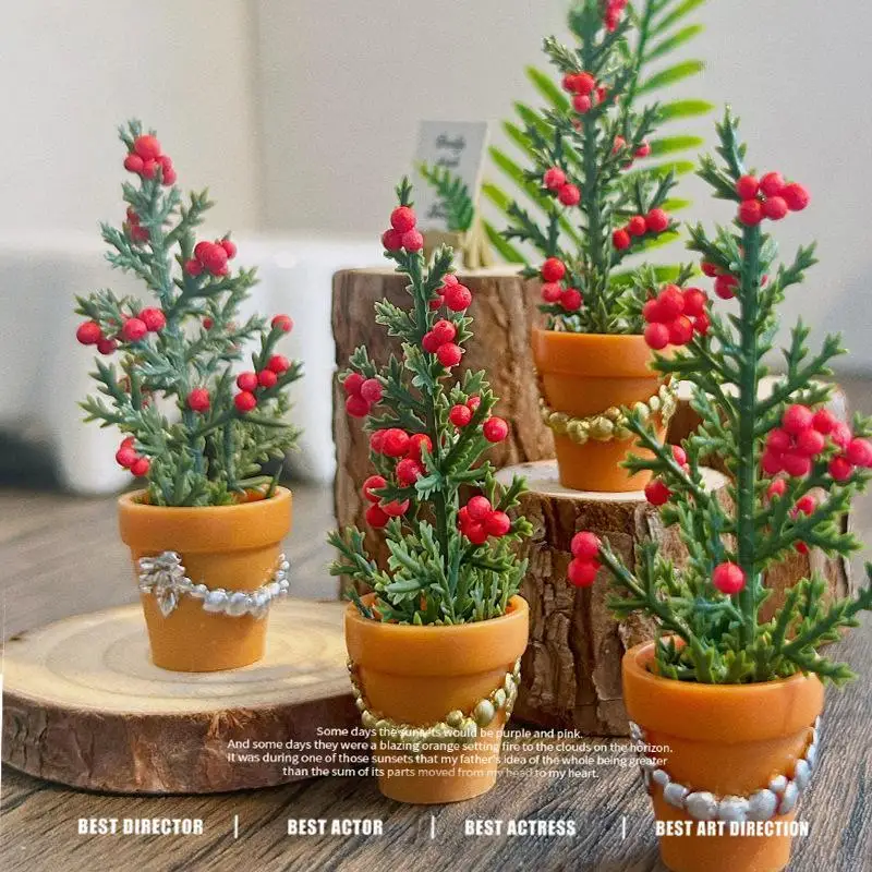NEW SALE 1pcs Mini Christmas Trees, Small Artificial Christmas Tree Ornament, Miniature Potted Plant Decoration