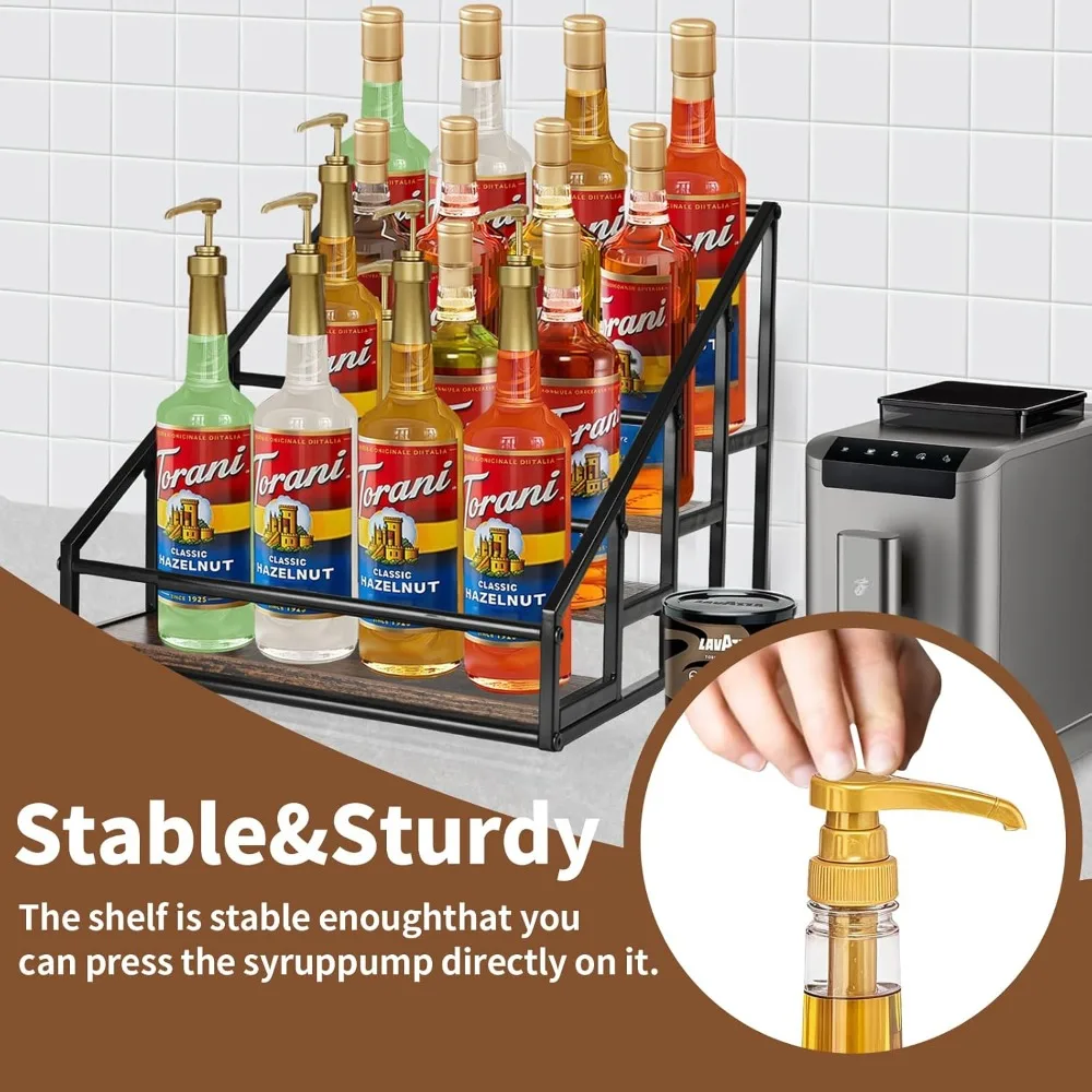 منظم شراب القهوة من 4 طبقات بسعة 16 زجاجة، مثالي لألواح القهوة والمطابخ