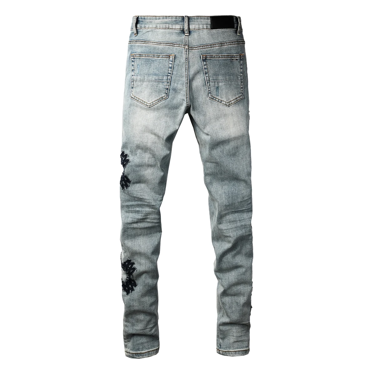 Men Ripped Distressed Skinny Jeans High Stretch Cotton Tapered Denim Pants