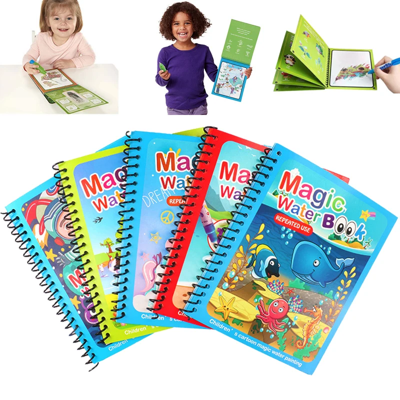 Zabawki Montessori kolorowanka wielokrotnego użytku magiczna szkicownik na wodę dla dzieci zabawka dla malucha szkicownik do malowania zabawki edukacyjne dla dzieci