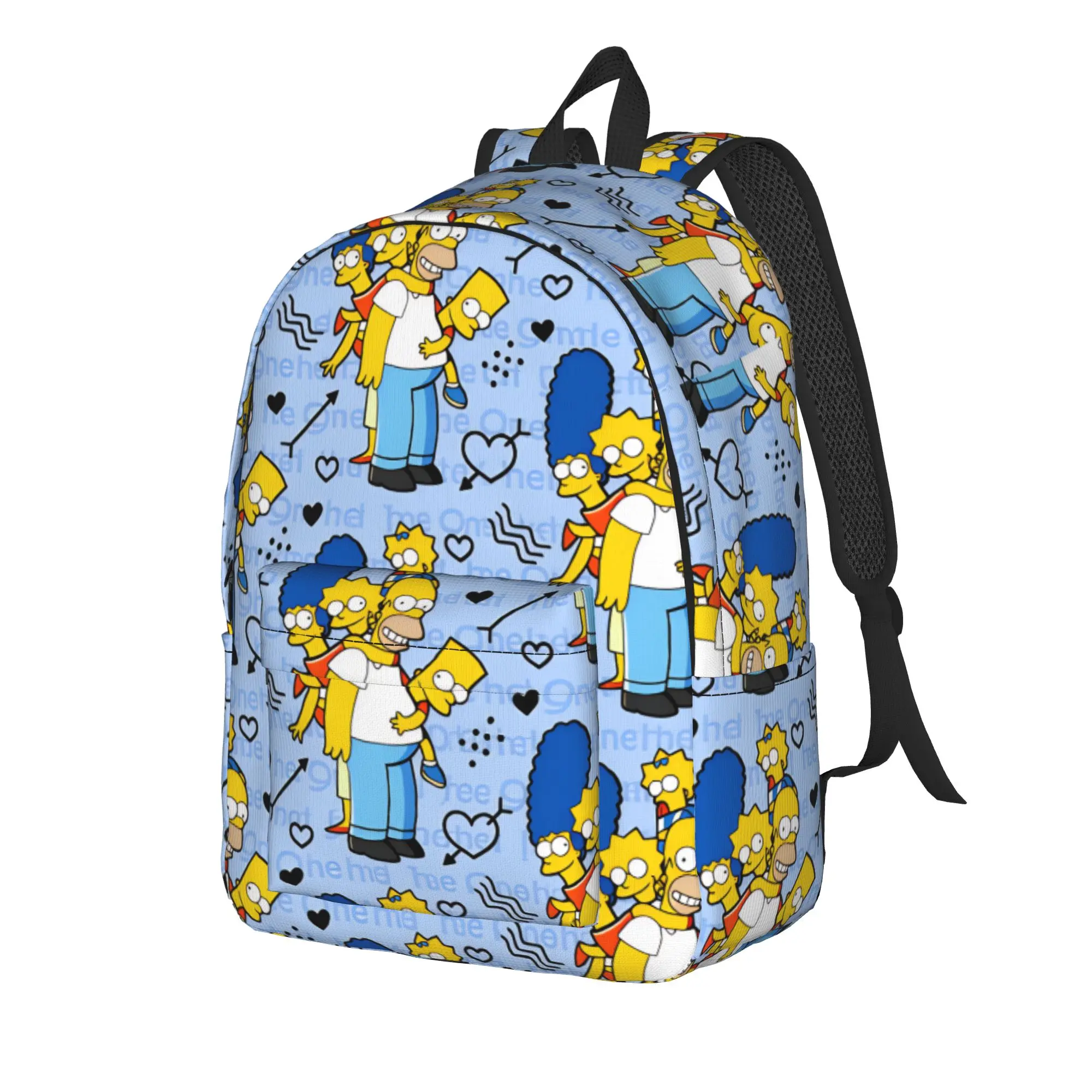 S-Simpsons Family Love Repeat Pattern Backpack  Fun Backpacks Teen University Soft School Bags Custom Rucksack