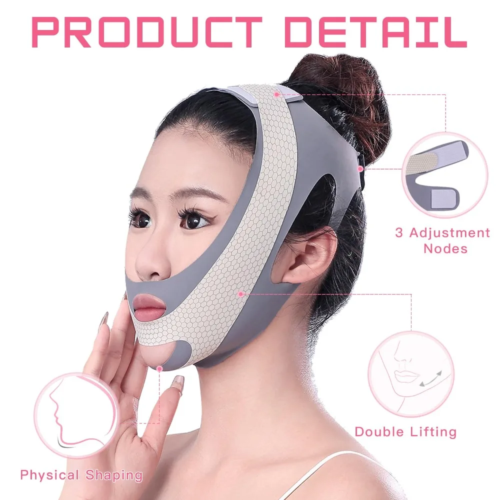 جديد الوجه التخسيس الفرقة الخامس خط رفع قناع مكافحة الشيخوخة شد الوجه مزدوجة الذقن والطيات الأنفية قابل للتعديل ثبات حزام #4