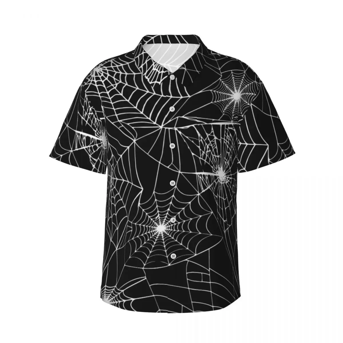 Hawaii Shirt Beach Spooky Halloween Blouses Spider Web Print Vintage Casual Shirts Mens Short Sleeve Streetwear Clothing