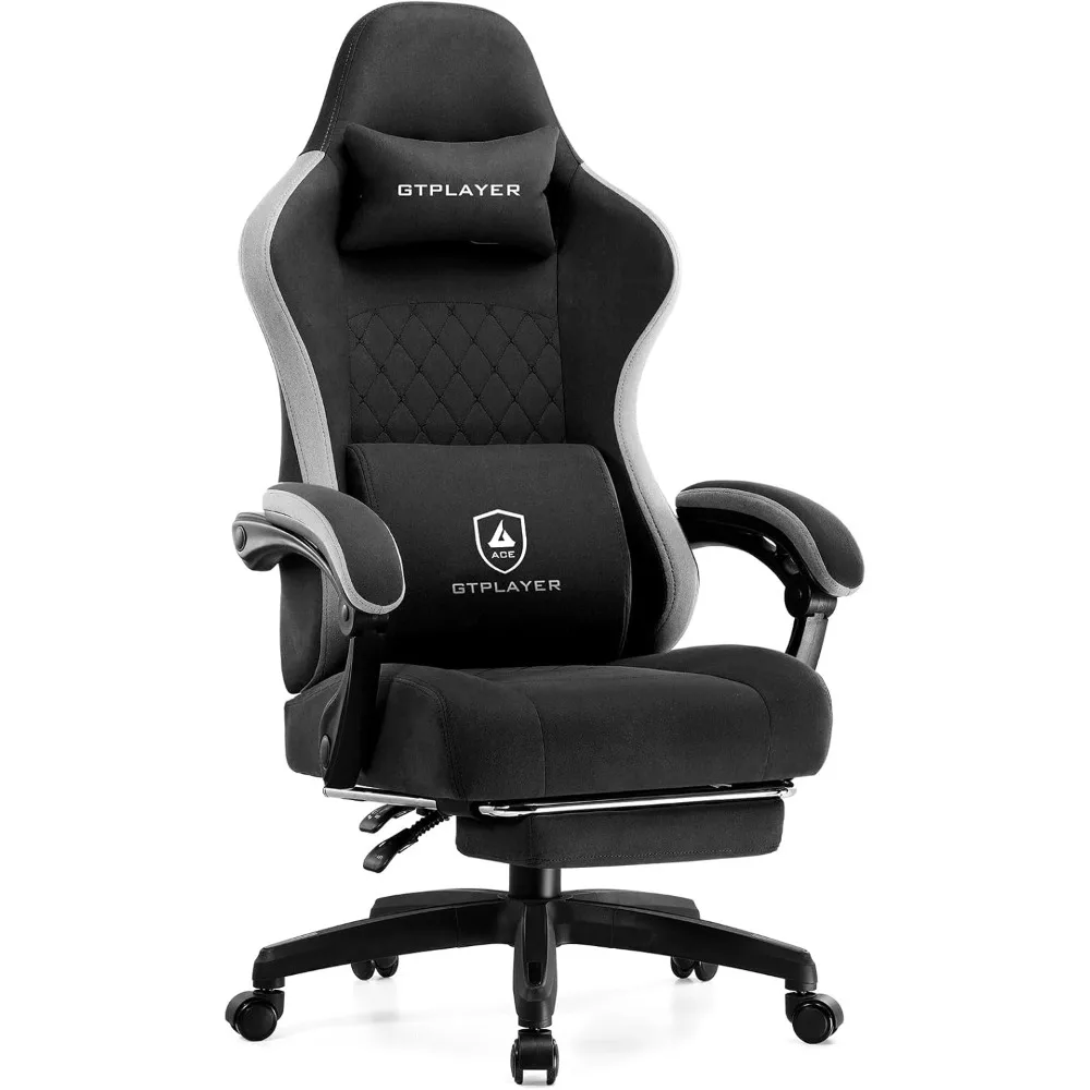 

Office Chair, Gaming Computer Desk Fabric Chair with Footrest, High Back Ergonomic Office Chair with Pocket Spring Lumb