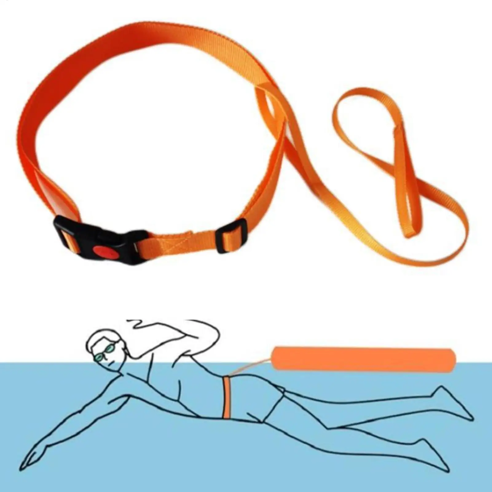 Swim Training Belt Adjustable Swimming Leashes Strap Secure Tether For Inflatable Buoy Tow Float Safety Belt Pool Accessories