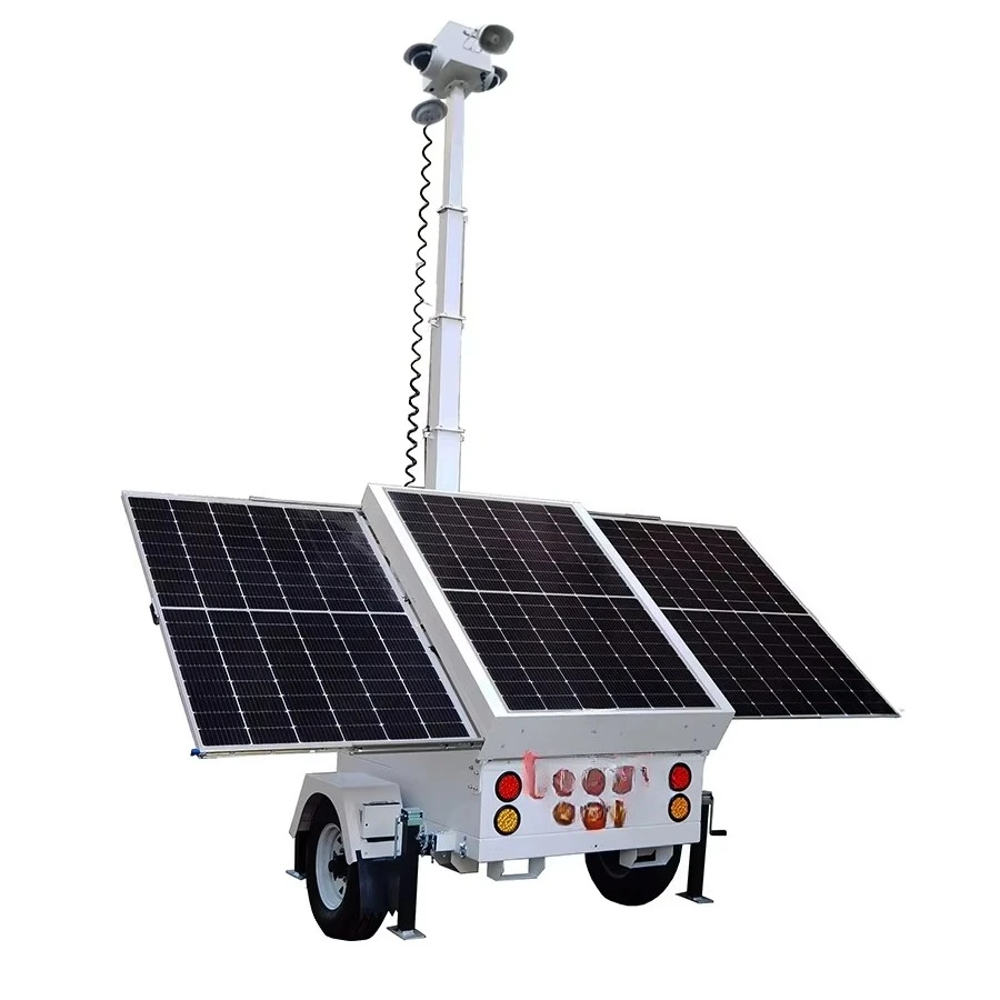 Solar Panel Surveillance Trailer Energy Utility Trailer Tool Trailer with Solar Panel with DC 24V for Urban Activity Safety