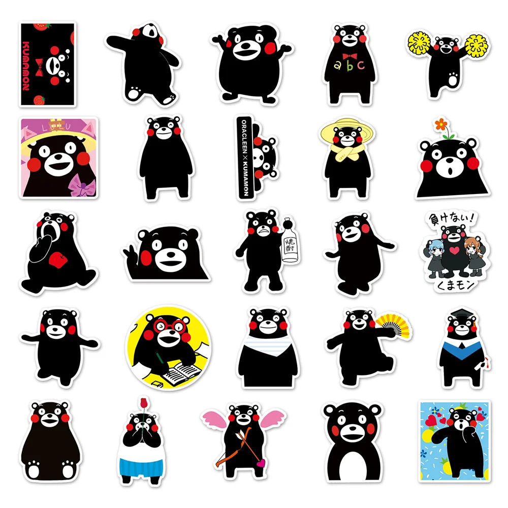 10/30/50PCS Cute Cartoon Kumamon Bear Animal Personality Creative Sticker Refrigerator Skateboard Waterproof Sticker Wholesale