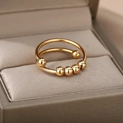 Stainless Steel Beads Ring for Women Aesthetic Wedding Couple Ring 2024 New Vintage Party Jewelry Accessories Gift Free Shipping