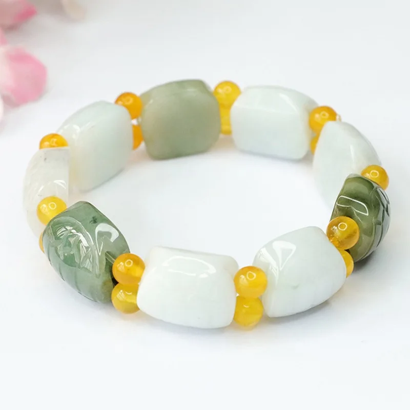 

Real Natural Grade A Jade Jadeite Lucky Men Women Turtle Shell Beads Bracelet