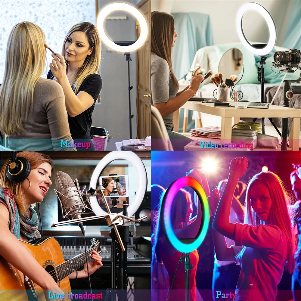 FANGTUOSI-Soporte para cámara de transmisión en vivo para teléfono móvil, trípode ajustable de 180 grados, soporte de luz portátil para estudio de fotografía