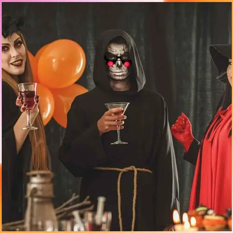 

A93Z 2PCS Halloween Horror Red Eye Glasses Props Funny Personality Scary Horror Glassesparty Tricky Eyes Cosplay Prop Glow