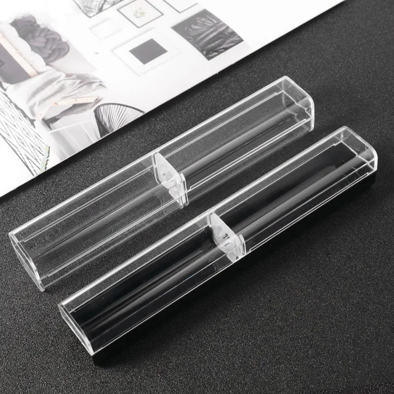 

40Pcs Acrylic Pen Case Clear Acrylic Pen Boxes Gift Empty School Office Collection Set Pen Container Storage