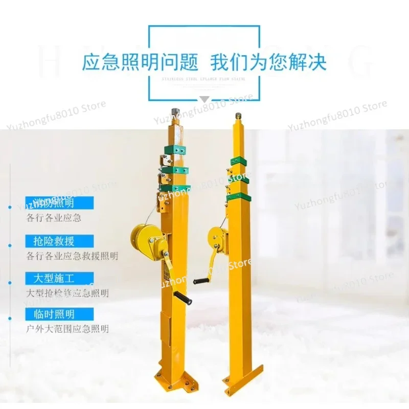 Hand Cranked Pole, Manual Telescopic Mechanical Winch, Lifting Mast 3/4/5/6//8/9 Meters