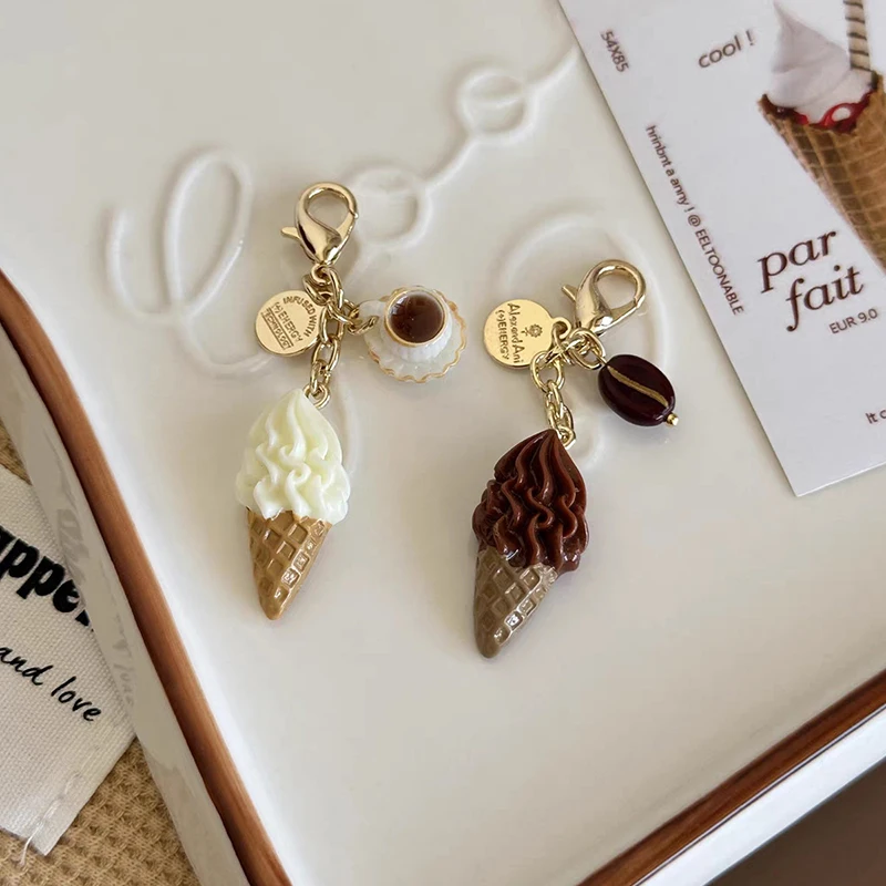 New Creative Unique Doughnut Bread Coffee Phone Charm Strap Pendant Lanyard Simulated Food Toys Keychain Bag Accessories Gift