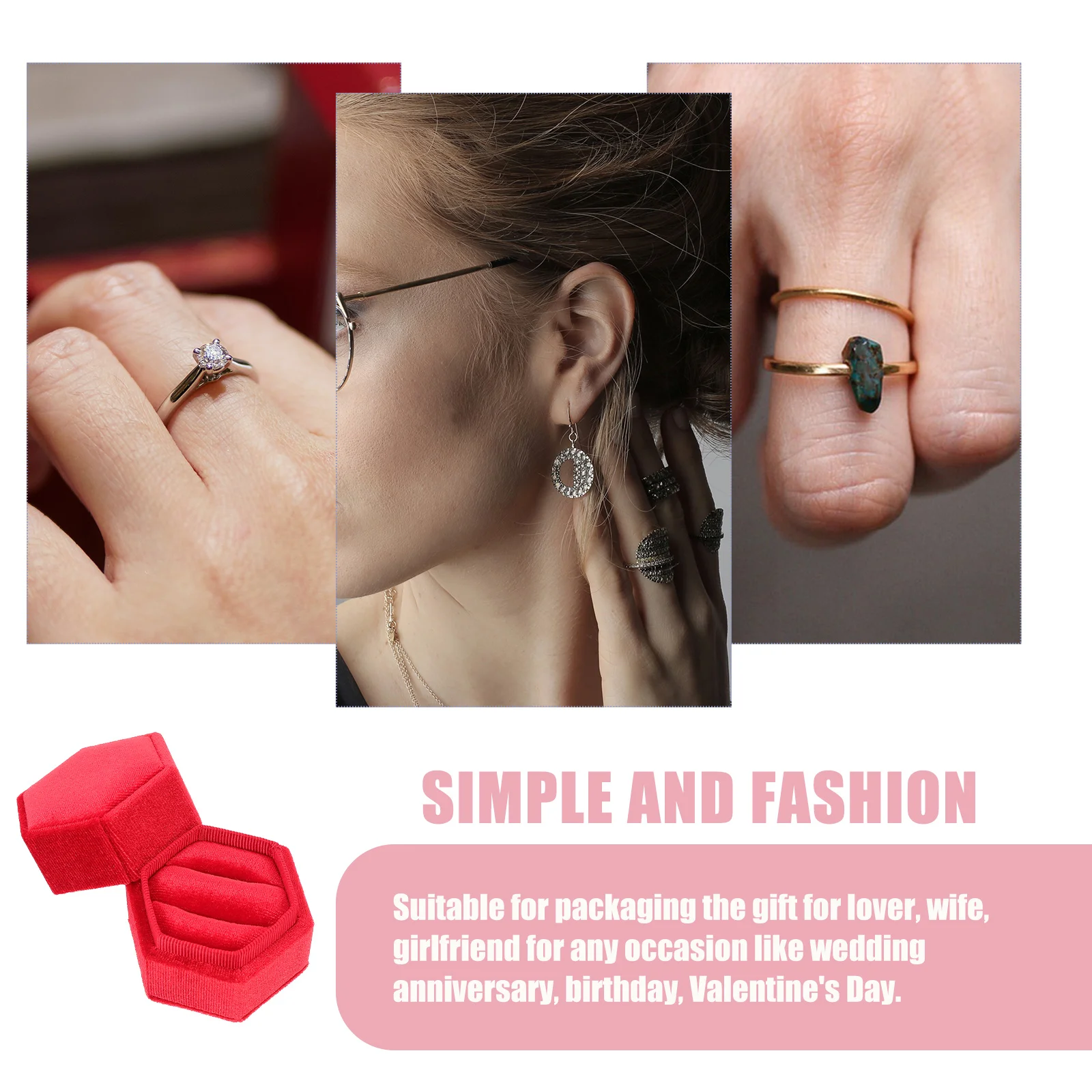 

Свадебная шестиугольная шкатулка для колец, держатель для ювелирных изделий на помолвку, портативный чехол, свадебный декор, подарок, шестиугольная шкатулка для ювелирных изделий, поставка для свадебной вечеринки