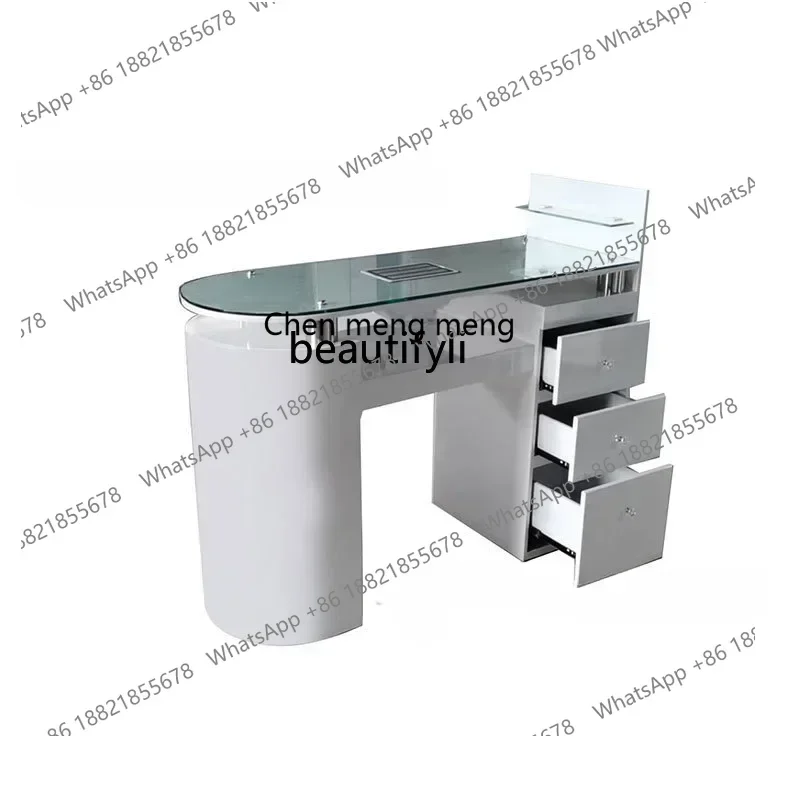 ss cn8350 ss 8350 Japanese Style Nail Table Vacuum Cleaner Single Nail-Beautification   Manicure Table White Paint Nail  Glass T