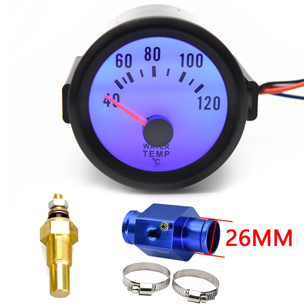 Water Temperature Gauge 52 mm  Blue Backlight Universal Car Motorcycle With  Sensor 40~120 Celsius  Radiator 12V