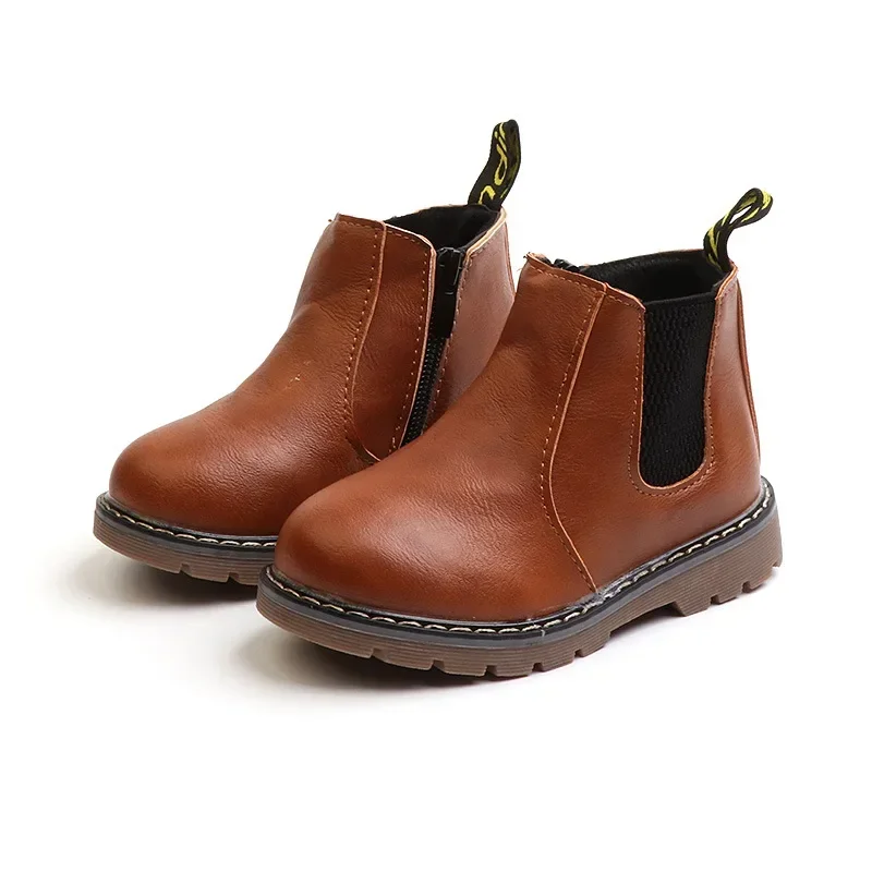 Bottes d'équitation en cuir souple pour enfants, fourrure chaude, bottes de rinçage pour garçons, chaussures décontractées pour bébés filles, mode pour enfants, automne, hiver, 2024