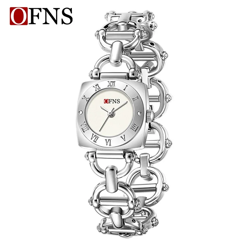 

2026 Fashion Luxury Vintage Gedi Brand Quartz Watch Square Round Hollow Dial Alloy Bracelet Waterproof Retro Ladies Timepiece