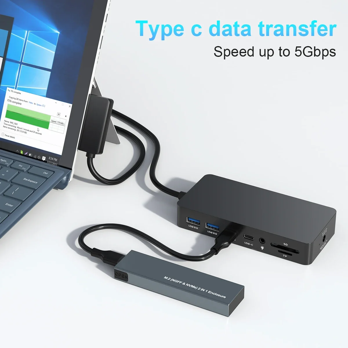 شاشة ثلاثية محمولة 12 في 1 2 HDMI 4K VGA محطة إرساء سطحية قاعدة سطحية لأجهزة الكمبيوتر المحمول Surface Book Go/5/4/3/2/1 #6