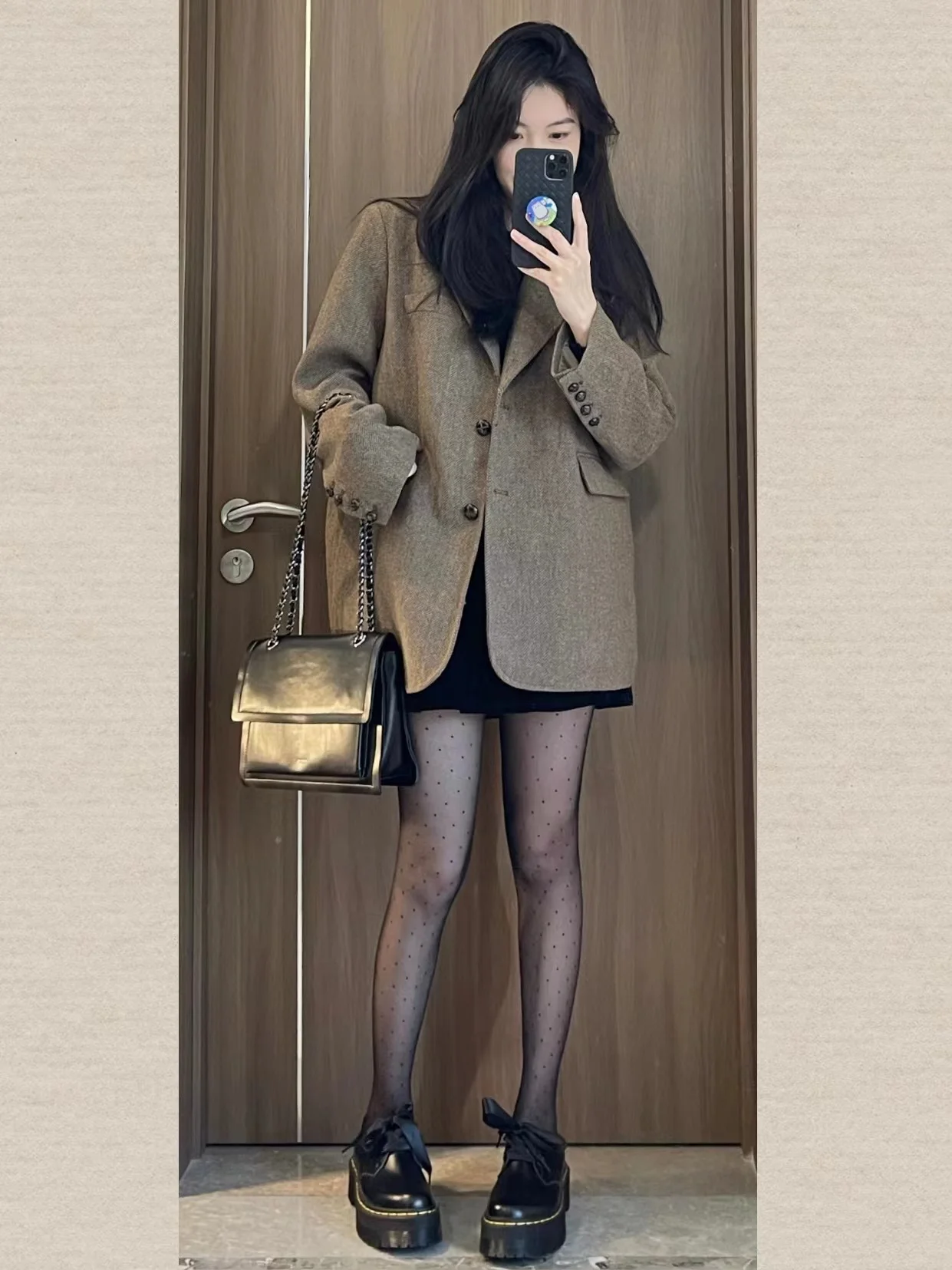 UNXX Woolen Suit Jacket for Women, 2023 Autumn/winter New Vintage Padded Herringbone Coffee-colored Blazer Top High Quality Hot