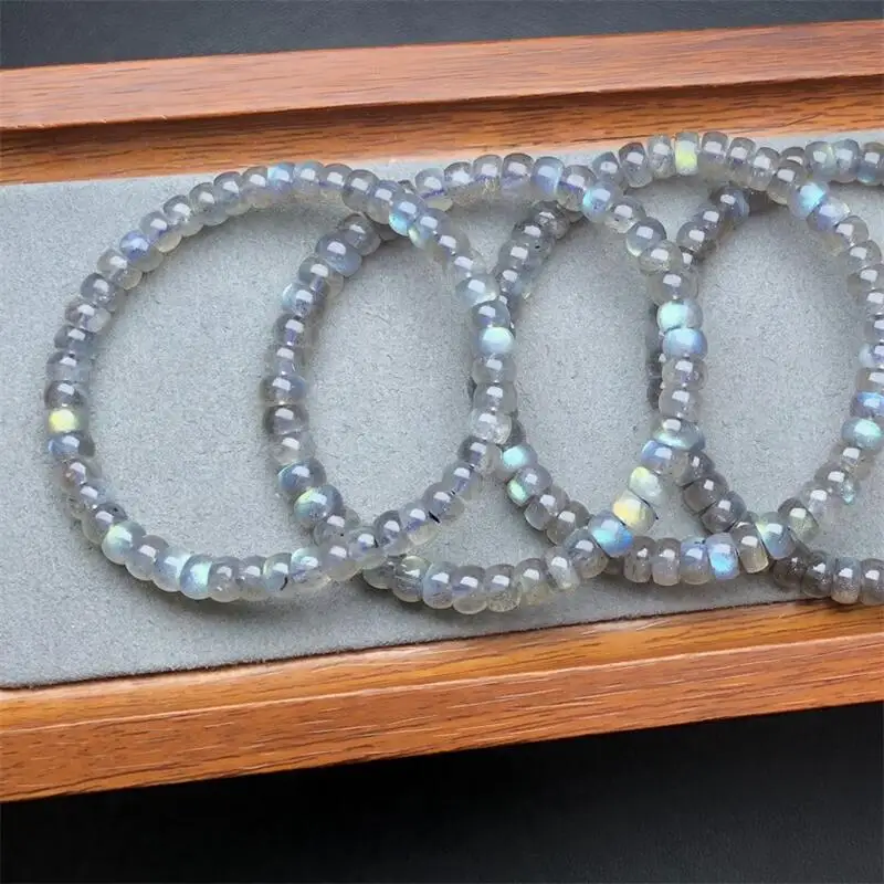 

6MM Natural Gray Moon Stone Bracelet Women Beautiful Colorful Crystal Energy Healing Fashion Gemstone Jewelry 1PCS