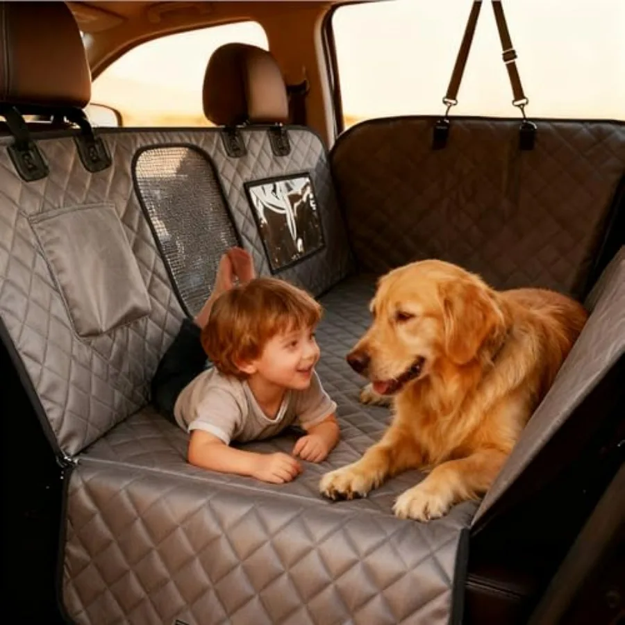 

Dog Car Seat Cover for Back Seat Hard Bottom Car Seat Cover for Dogs Hold 400lbs Sturdy 600D Heavy Duty Scratch-Proof Waterproo
