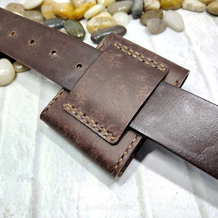 Blongk Leather Folding Glasses Box Belt Pack Cowhide Hand-made Foldable Glasses Case Small Waist Bag Men Women PD-ZD