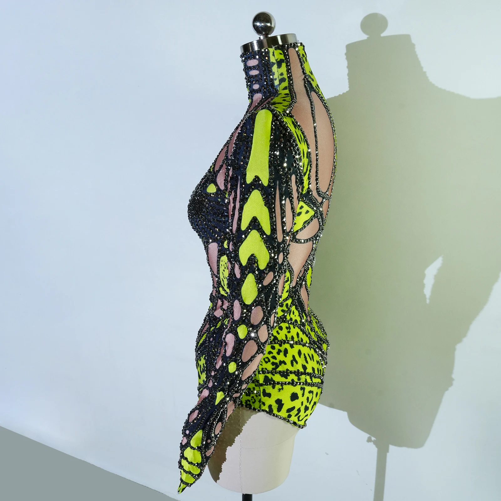 Sexy Stage Sparkly Rhinestones Bodysuit Green Dance Costume Party Bar Show Performance drag queen Outfit Cosplay Halloween pole