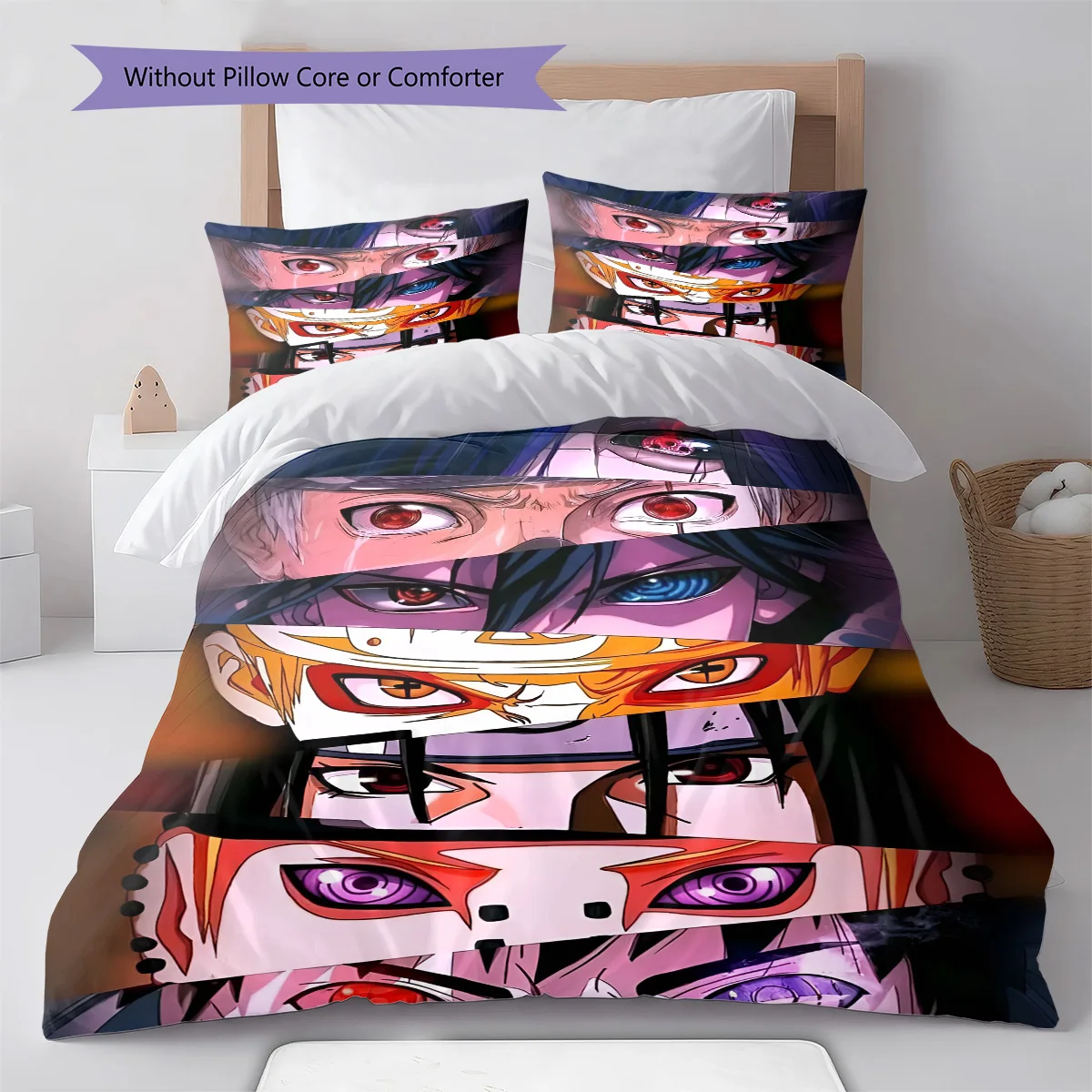 Naruto Close Up Pose Bedding Set Anime Duvet Cover Polyester Soft Bed Linen Set -QJY