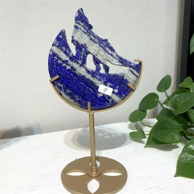 Natural Lapis Lazuli Wolf Carving Polished Quartz Animal Healing Stones Gems For Home Decorations 1PCS view 5