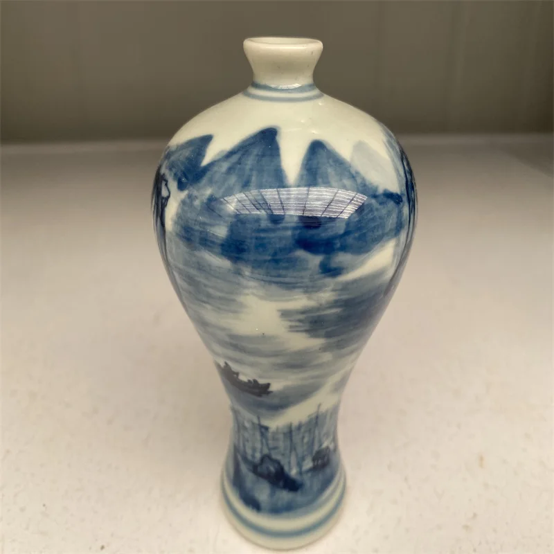 

China Old Porcelain ,Blue and white, with landscape figure pattern plum vase