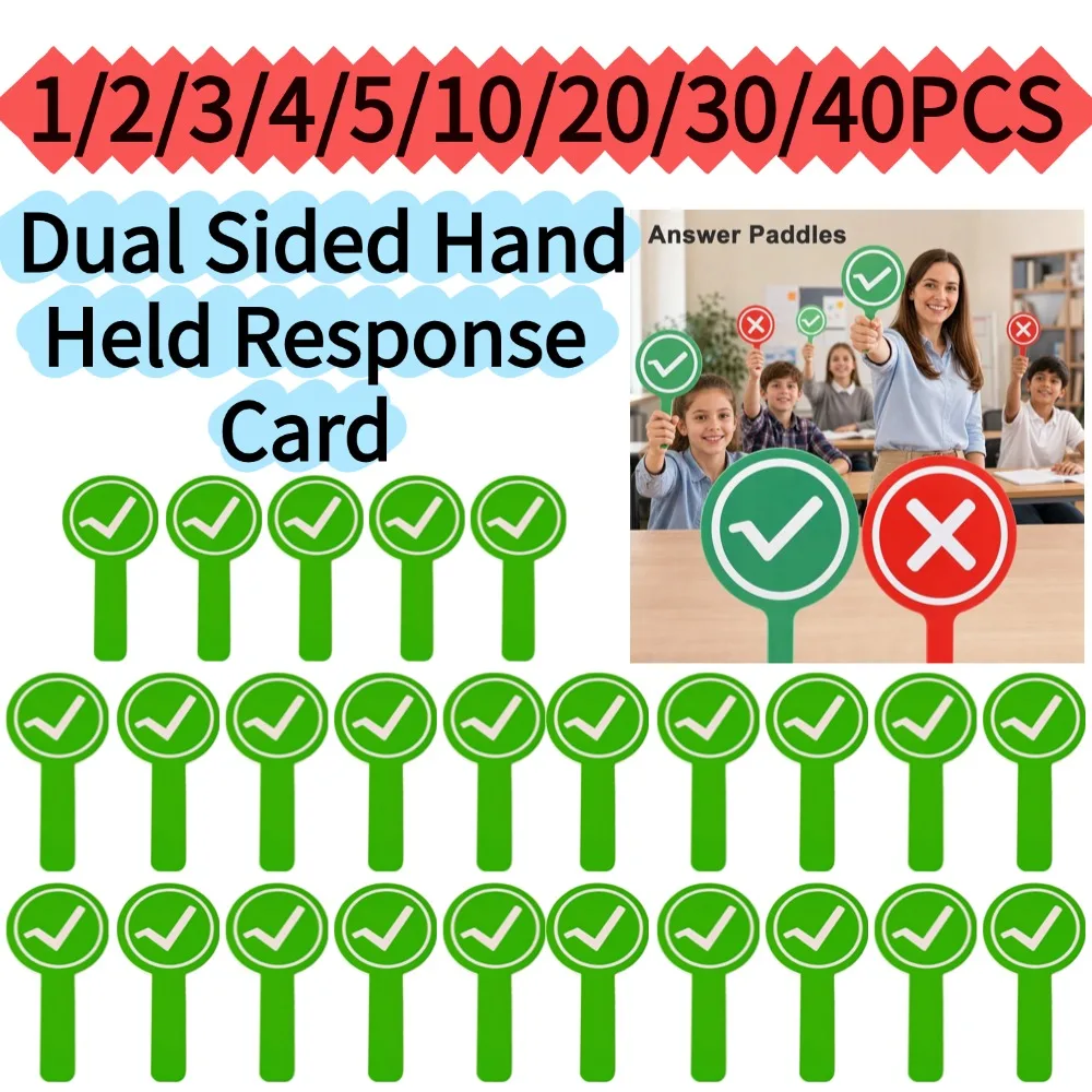  1/2/3/4/5/10/20/30/40PCS Dual Sided Hand Held Response Card Red Green Yes No Voting Handheld Signs for Classroom Game
