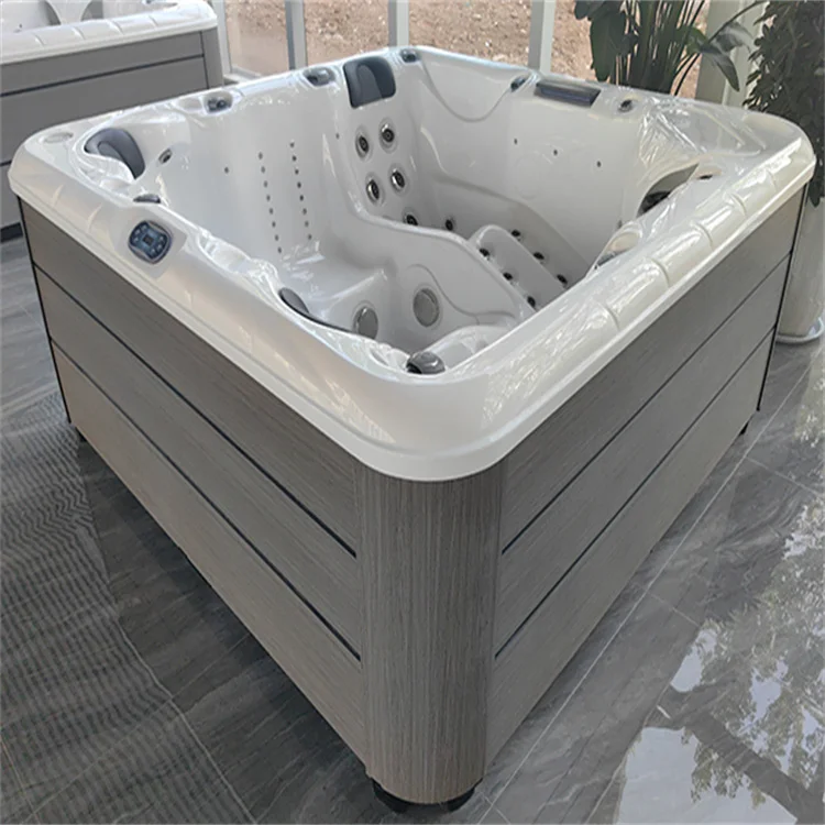 Outdoor  Bathroom Soaking Whirlpools Air Massage Bathtub Modern Artificial Stone Freestanding SPA Corner Bath Tubs