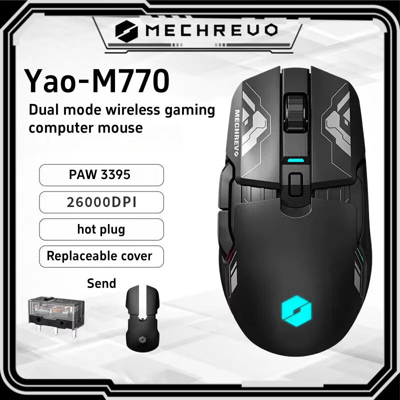 Mechrevo Yao Series Wireless Gaming Mouse Original Phase 3395 Lightweight Tri-Mode Rgb Light Hot Swappable Csgo Pubg Office