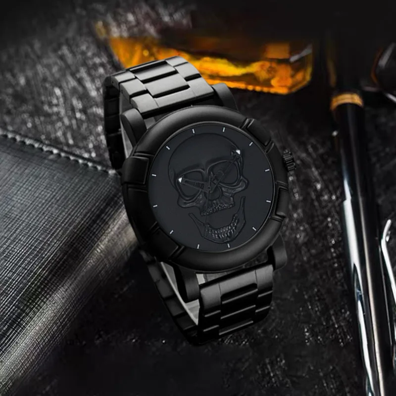 Halloween Skull NK Bracelet Sets Men Watches Luxury Brand Hiphop Stainless Steel Band Quartz Watches For Mans Gifts New Hot Sale