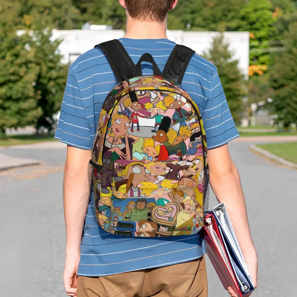 حقيبة ظهر Hey Arnold Cartoon للطلاب والأولاد والبنات حقيبة كتب للأطفال حقيبة مدرسية للكمبيوتر المحمول حقائب كتف للرجال والنساء #5