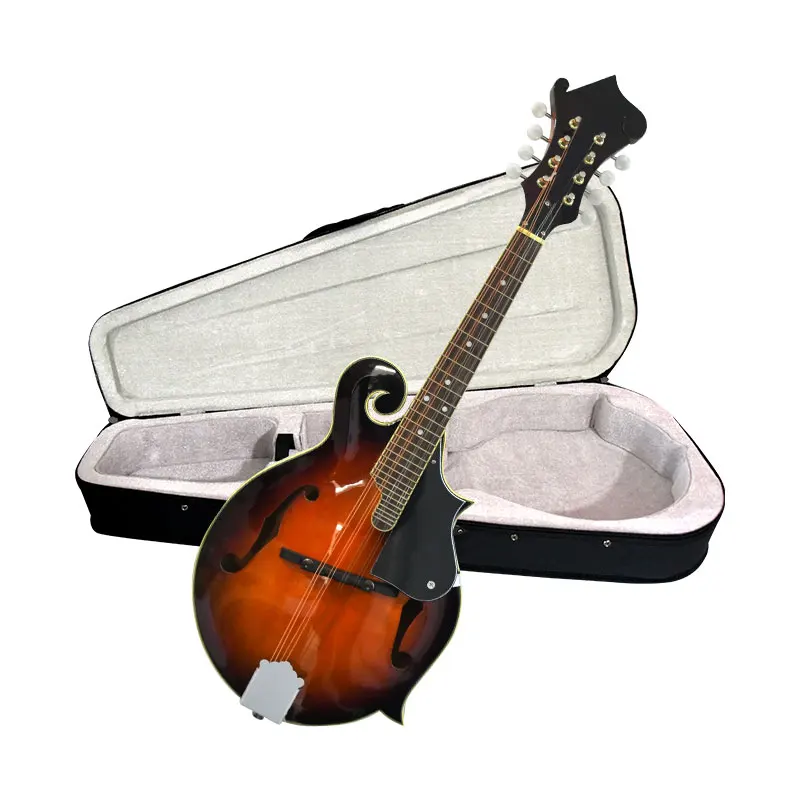 F Style Mandolin, 8 String Acoustic Instrument, Sunburst Finish, Includes Case, Professional Quality Sound