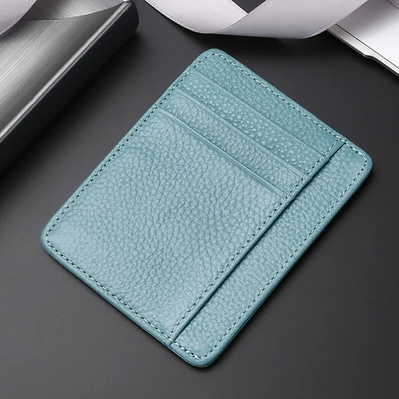 Genuine Leather Card Holder Unisex Men Women Slim Wallet Daily Travel Compact Purse ID Credit Case Cash Pocket Clutch Pack Bags