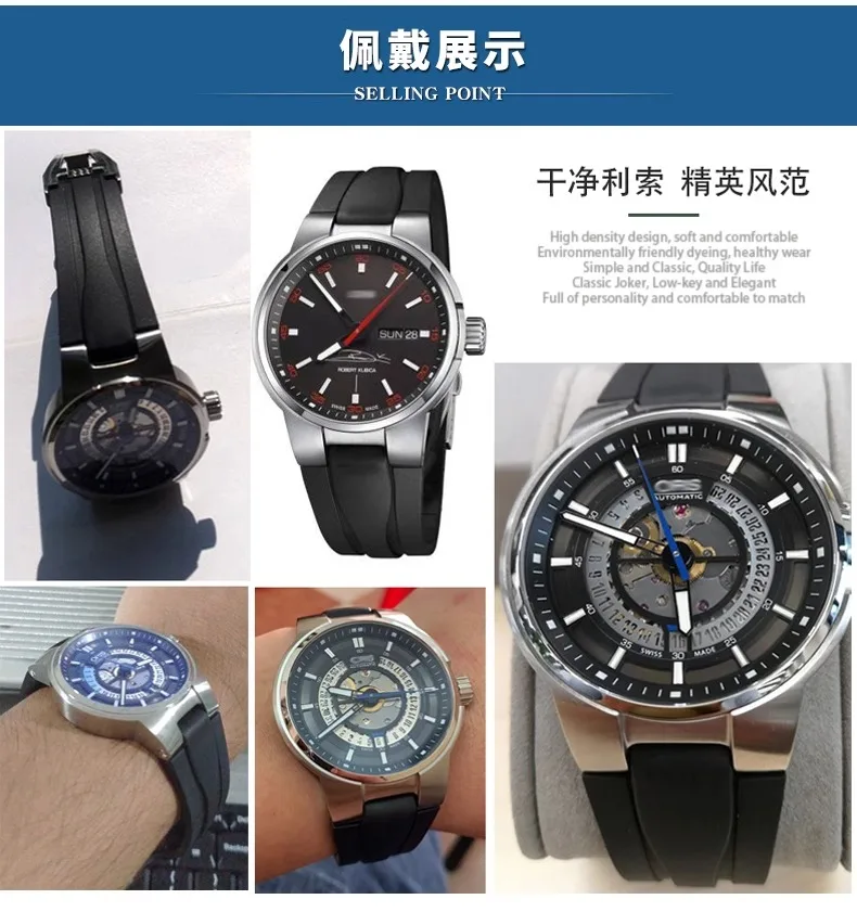 ل أوريس 7730 7740 سلسلة حزام ساعة اليد الأزرق البرتقالي 24-12 مللي متر الرجال الغوص الرياضة حزام ساعة سيليكون