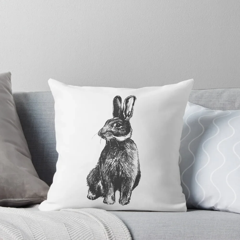 Rabbit, black and white pencil drawing Throw Pillow luxury home accessories Plaid Sofa