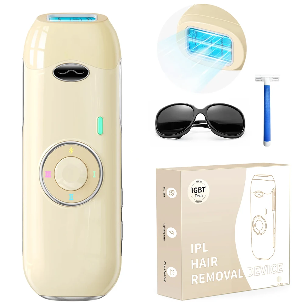 Laser Hair Removal IPL 0.8s Pulse Unlimted Flashes Painless Permanent Hair Remover for Women/Men Face/Bikini/Legs (Dual Voltage)