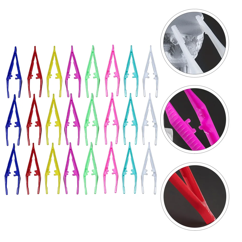 

24pcs Mixed Color Plastic Beauty Tweezers Eyelash Application Clips Comfortable Use Professional Nail Clippers Beauty